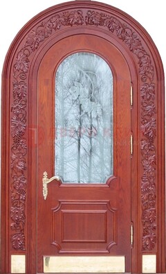 Толстая металлическая арочная дверь со стеклом ДА-20 в Тихвине