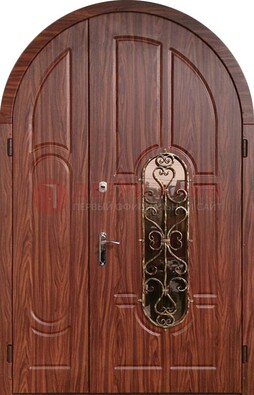 Арочная двухстворчатая стальная дверь Винорит ДА-54 в Тихвине