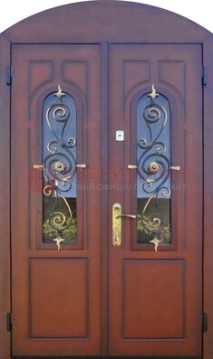 Двухстворчатая стальная дверь Винорит в форме арки ДА-55 в Тихвине