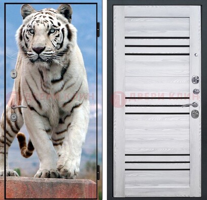 Стальная дверь с фотопечатью тигра ДФ-12 в Тихвине
