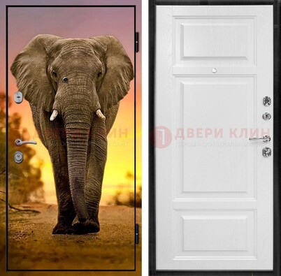 Металлическая дверь с фотопечатью слона ДФ-30 в Тихвине
