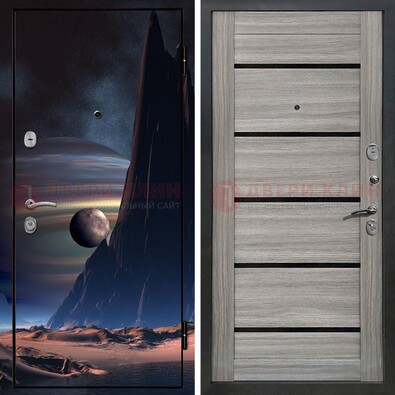 Стальная дверь с фотопечатью космоса ДФ-49 в Тихвине