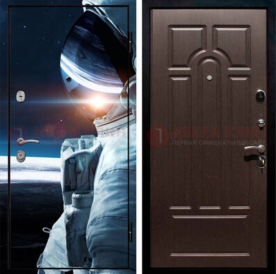 Стальная дверь с фотопечатью космонавта ДФ-4 в Тихвине