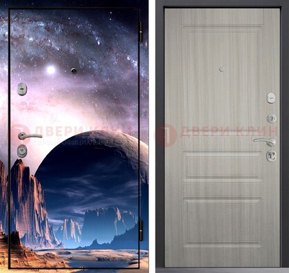 Железная дверь с фотопечатью космоса и планеты ДФ-50 в Тихвине