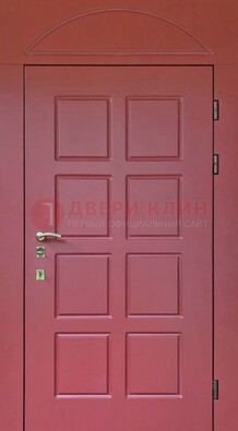 Красная стальная дверь с верхней фрамугой ДФГ-13 в Тихвине