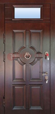 Стальная дверь с фрамугой в классическом стиле ДФГ-18 в Тихвине