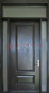 Черная металлическая дверь с фрамугами и стеклом ДФГ-24 в Тихвине