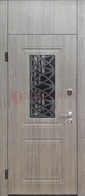 Металлическая дверь Винорит стекло и ковка с фрамугой ДФГ-33 в Тихвине