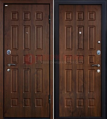 Коричневая металлическая дверь с МДФ ДМ-156 для квартиры в Тихвине