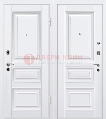 Белая металлическая дверь с МДФ ДМ-179 в Тихвине