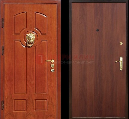 Оранжевая стальная дверь с МДФ ламинат внутри ДМ-18 в квартиру в Тихвине