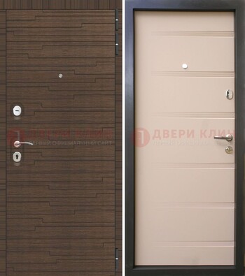 Коричневая  железная дверь c фрезерованной МДФ ДМ-248 в Тихвине