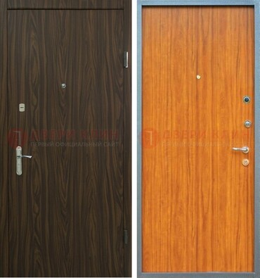 Коричневая одностворчатая стальная дверь с МДФ ДМ-341 в Тихвине