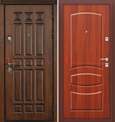 Темная металлическая дверь с МДФ и узором ДМ-364 в Тихвине