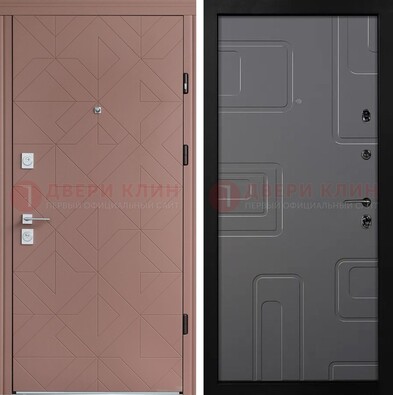 Красная стальная дверь в квартиру с МДФ хайтек ДМ-493 в Тихвине