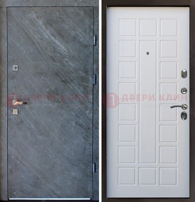 Железная дверь с МДФ серая и белая ДМ-505 в Тихвине