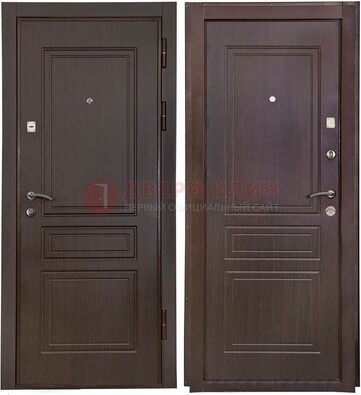 Антивандальная коричневая железная дверь с МДФ ДМ-61 в Тихвине