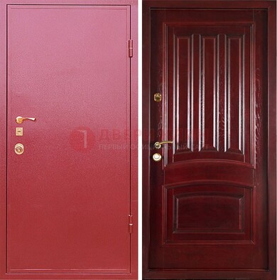 Красная металлическая дверь с порошковым напылением ДП-165 в Тихвине