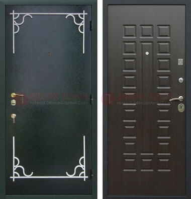 Темная входная дверь с порошковым покрытием и МДФ венге ДП-223 в Тихвине