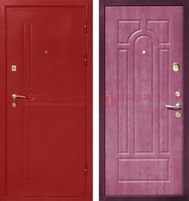Красная входная дверь с порошковым напылением ДП-240 в Тихвине