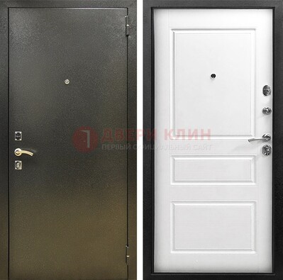 Входная дверь Темное серебро с порошковым напылением и белой МДФ ДП-272 в Тихвине
