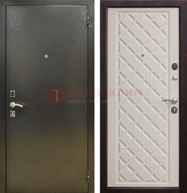 Темно-серая железная дверь с порошковым покрытием и филенчатой МДФ ДП-289 в Тихвине