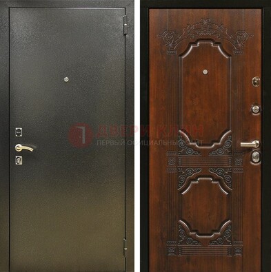 Входная дверь Темное серебро с порошковым покрытием и МДФ с узором ДП-293 в Тихвине
