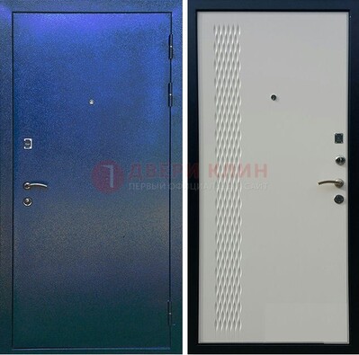 Синяя железная дверь с порошковым напылением ДП-49 в Тихвине
