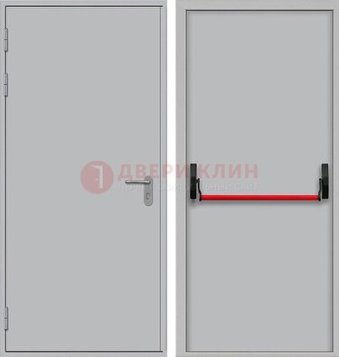Белая металлическая противопожарная дверь с длинной ручкой ДПП-14 в Тихвине