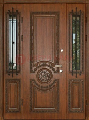 Парадная распашная стальная дверь Винорит со стеклом ДПР-106 в Тихвине