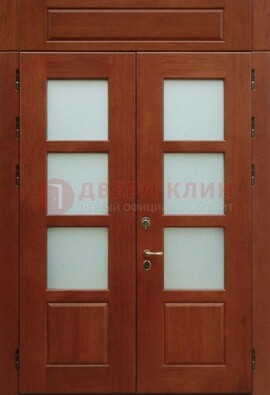 Металлическая парадная дверь со стеклом ДПР-69 для загородного дома в Тихвине