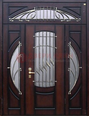 Парадная дверь со стеклянными вставками и ковкой ДПР-9 для улицы в Тихвине