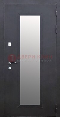Черная стальная дверь порошок со стеклом ДС-33 в Тихвине
