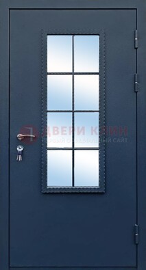 Темная металлическая дверь порошок со стеклом ДС-34 в Тихвине