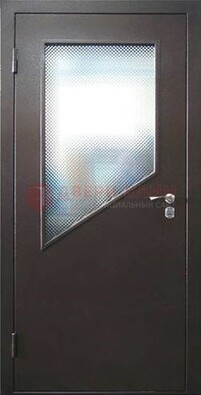 Стальная дверь со стеклом ДС-5 в кирпичный коттедж в Тихвине