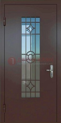 Входная металлическая дверь со стеклом для дома ДС-6 в Тихвине
