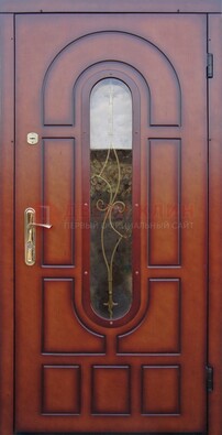 Яркая металлическая дверь Винорит со стеклом и ковкой ДСК-268 в Тихвине