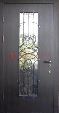 Остекленная стальная дверь с ковкой ДСК-26 в Ульяновске