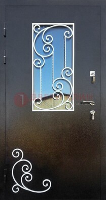Входная дверь Порошок со стеклом и ковкой ДСК-278 в Тихвине