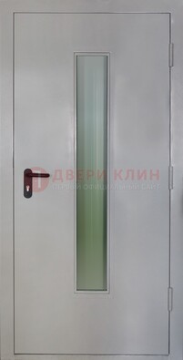 Белая металлическая противопожарная дверь со стеклянной вставкой ДТ-2 в Тихвине