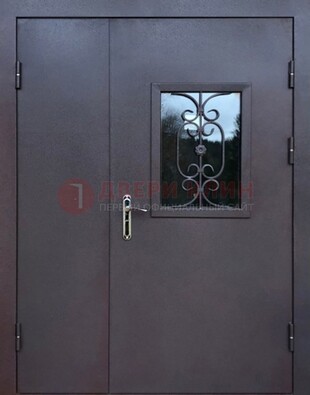 Тамбурная дверь Порошок со стеклом и ковкой ДТМ-48 в Тихвине