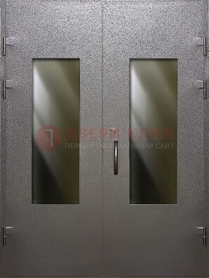 Серая тамбурная дверь со стеклянными вставками ДТМ-8 в Тихвине