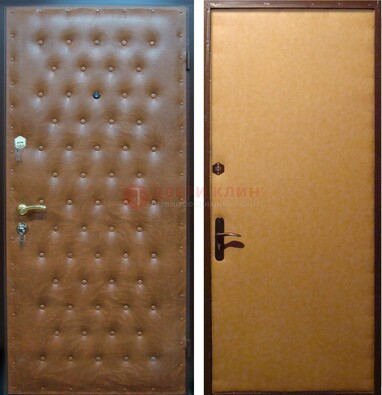 Желтая железная дверь с винилискожей ДВ-2 в Тихвине