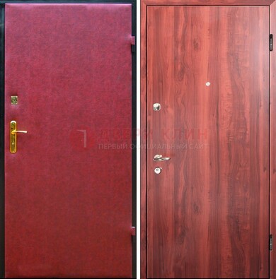 Красная входная дверь с винилискожей ДВ-30 в Тихвине