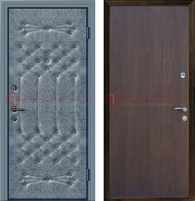 Серая металлическая дверь с винилискожей ДВ-35 в Тихвине