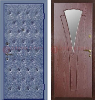 Синяя железная дверь с винилискожей ДВ-39 в Тихвине