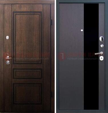 Входная дверь Итальянский орех с МДФ с черным стеклом ДМ-1199 в Тихвине