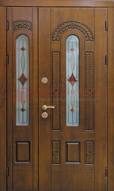 Темная стальная дверь с виноритом и стеклом ДВТ-179 в Тихвине