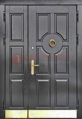 Черная металическая дверь с виноритом для дома ДВТ-241 в Тихвине