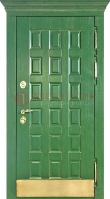 Входная зеленая дверь с виноритом для коттеджа ДВТ-249 в Тихвине